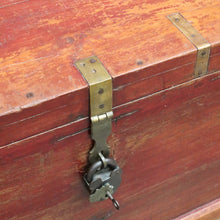 Load image into Gallery viewer, x SOLD Antique Teak Trunk Chest Candle Box VR Padlock Storage Chest. B12950
