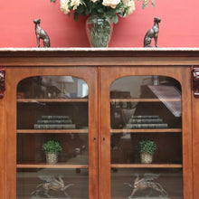 Load image into Gallery viewer, Antique English Marble-Top Bookcase or China Cabinet – Glass Doors, Keys, Shelves. B12532
