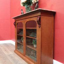 Load image into Gallery viewer, Antique English Marble-Top Bookcase or China Cabinet – Glass Doors, Keys, Shelves. B12532
