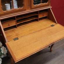 Load image into Gallery viewer, Antique French Oak Bureau Bookcase Drop Front Desk Glass Doors. B12777
