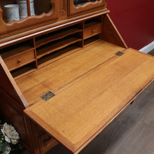Load image into Gallery viewer, Antique French Oak Bureau Bookcase Drop Front Desk Glass Doors. B12777
