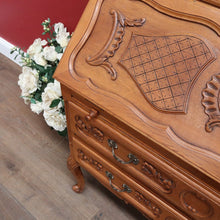 Load image into Gallery viewer, Antique French Oak Bureau Bookcase Drop Front Desk Glass Doors. B12777
