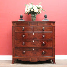 Load image into Gallery viewer, Antique English Bow Front Mahogany Chest with 8 Drawers &amp; Tunbridge Detail. B12530
