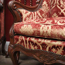 Load image into Gallery viewer, x SOLD A Pair of Antique French Wing Back Armchairs with Down/Feather Cushions. B12058
