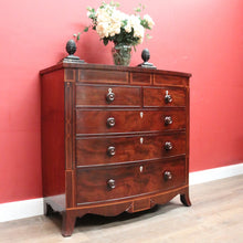 Load image into Gallery viewer, Antique English Bow Front Mahogany Chest with 8 Drawers &amp; Tunbridge Detail. B12530
