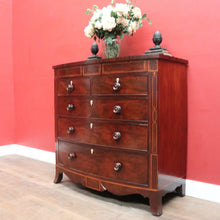 Load image into Gallery viewer, Antique English Bow Front Mahogany Chest with 8 Drawers &amp; Tunbridge Detail. B12530

