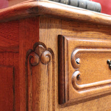 Load image into Gallery viewer, x SOLD Pair French Oak Bedside, one a Cupboard, the other Two Drawers. B12762
