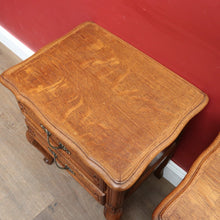 Load image into Gallery viewer, x SOLD Pair French Oak Bedside, one a Cupboard, the other Two Drawers. B12762
