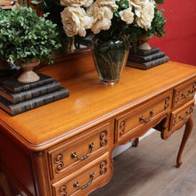 Load image into Gallery viewer, x SOLD Antique French Oak Dressing Table Three Mirrors Five Drawers Scroll Feet. B12815
