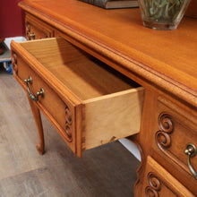 Load image into Gallery viewer, x SOLD Antique French Oak Dressing Table Three Mirrors Five Drawers Scroll Feet. B12815
