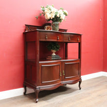 Load image into Gallery viewer, Antique English Mahogany Servery Curved Front Drawers Cupboards Mirror. B12956
