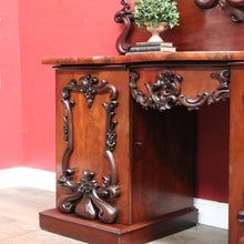 Load image into Gallery viewer, Antique English Twin Pedestal Sideboard, Flame Mahogany Carved Detail. B12959
