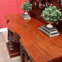 Load image into Gallery viewer, Antique English Twin Pedestal Sideboard, Flame Mahogany Carved Detail. B12959
