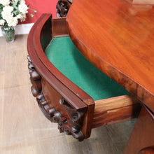 Load image into Gallery viewer, Antique English Twin Pedestal Sideboard, Flame Mahogany Carved Detail. B12959
