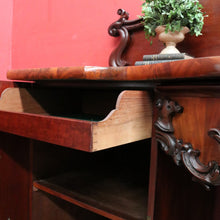 Load image into Gallery viewer, Antique English Twin Pedestal Sideboard, Flame Mahogany Carved Detail. B12959
