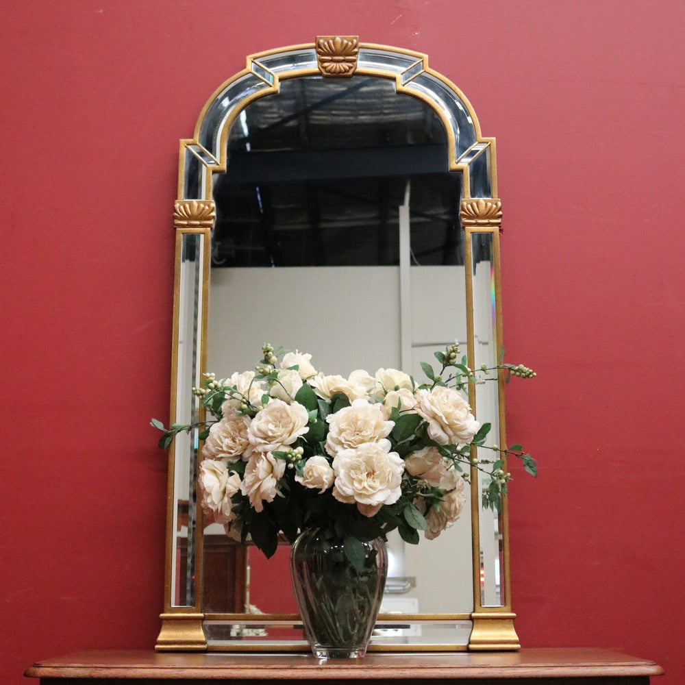 x SOLD Antique Flemish Art Nouveau Gilt Framed Bevelled Edge Wall Mirror, Mantle Mirror. B12041