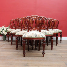 Load image into Gallery viewer, 10 English Mahogany Dining Chairs Vintage Fiddle Back Turned Legs. B12960
