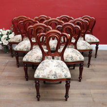 Load image into Gallery viewer, 10 English Mahogany Dining Chairs Vintage Fiddle Back Turned Legs. B12960
