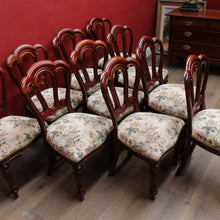 Load image into Gallery viewer, 10 English Mahogany Dining Chairs Vintage Fiddle Back Turned Legs. B12960
