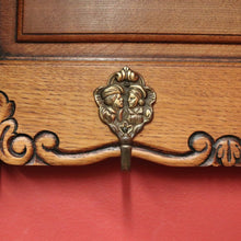 Load image into Gallery viewer, x SOLD Antique French Coat Rack or Oak and Brass Hall Scarf, Hat, Umbrella Holder. B12038
