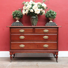 Load image into Gallery viewer, Antique English Mahogany Four Drawer Chest Brass Handles Castors. B12961
