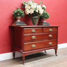 Load image into Gallery viewer, Antique English Mahogany Four Drawer Chest Brass Handles Castors. B12961
