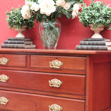 Load image into Gallery viewer, Antique English Mahogany Four Drawer Chest Brass Handles Castors. B12961
