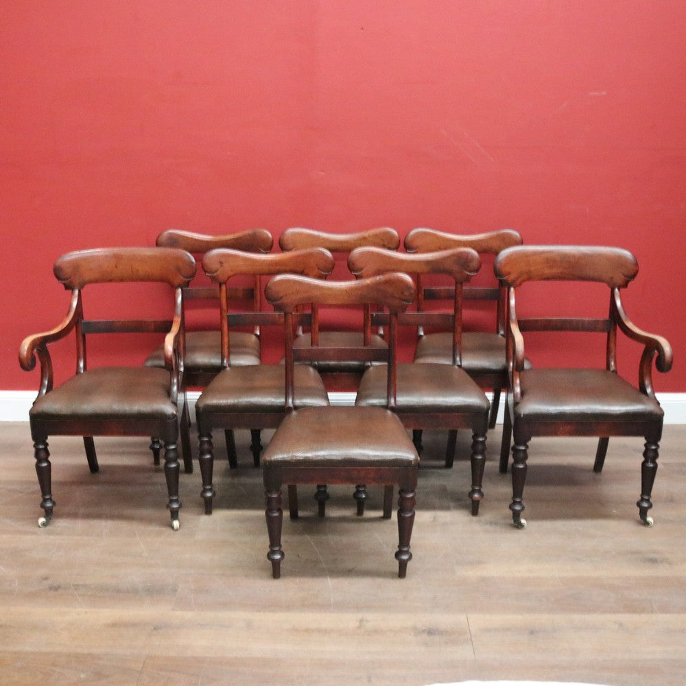 x SOLD Set of 8 Antique Australian Cedar Dining Chairs – includes 6 Chairs and 2 Carvers. B12555