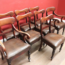 Load image into Gallery viewer, x SOLD Set of 8 Antique Australian Cedar Dining Chairs – includes 6 Chairs and 2 Carvers. B12555
