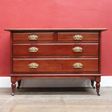 Load image into Gallery viewer, Antique English Mahogany Four Drawer Chest Brass Handles Castors. B12961
