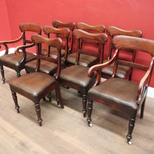 Load image into Gallery viewer, x SOLD Set of 8 Antique Australian Cedar Dining Chairs – includes 6 Chairs and 2 Carvers. B12555
