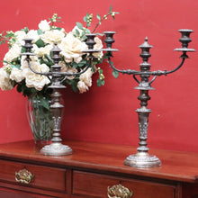 Load image into Gallery viewer, Pair Antique Sheffield Plate Candelabra Silver Plate Candle Holders. B12964
