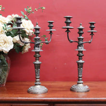 Load image into Gallery viewer, Pair Antique Sheffield Plate Candelabra Silver Plate Candle Holders. B12964
