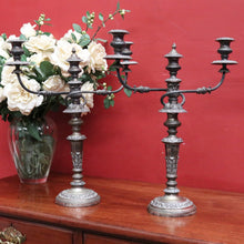 Load image into Gallery viewer, Pair Antique Sheffield Plate Candelabra Silver Plate Candle Holders. B12964
