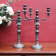 Load image into Gallery viewer, Pair Antique Sheffield Plate Candelabra Silver Plate Candle Holders. B12964
