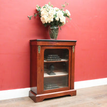 Load image into Gallery viewer, Antique English Mahogany Cabinet – Gilt Mounts, Inlay, Key, Glass Door. B12562
