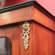 Load image into Gallery viewer, Antique English Mahogany Cabinet – Gilt Mounts, Inlay, Key, Glass Door. B12562
