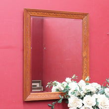 Load image into Gallery viewer, Antique Oak Wall Mirror Bevelled Glass Carved Leaves and Acorns. B12966
