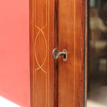 Load image into Gallery viewer, Antique English Mahogany Cabinet – Gilt Mounts, Inlay, Key, Glass Door. B12562
