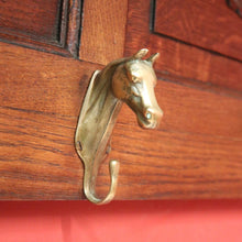 Load image into Gallery viewer, Antique French Coat Rack with Brass Horse-Head Hooks and Carved Lion Faces. B11328
