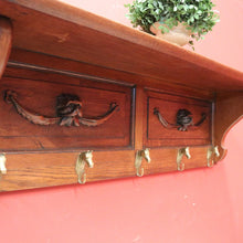 Load image into Gallery viewer, Antique French Coat Rack with Brass Horse-Head Hooks and Carved Lion Faces. B11328
