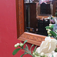 Load image into Gallery viewer, Antique Oak Wall Mirror Bevelled Glass Carved Leaves and Acorns. B12966
