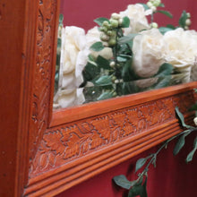 Load image into Gallery viewer, Antique Oak Wall Mirror Bevelled Glass Carved Leaves and Acorns. B12966
