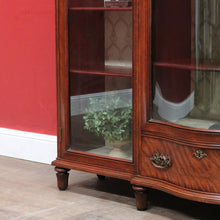 Load image into Gallery viewer, Antique Mahogany China Cabinet Three Glass Doors Curved Centre. B12977

