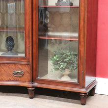 Load image into Gallery viewer, Antique Mahogany China Cabinet Three Glass Doors Curved Centre. B12977
