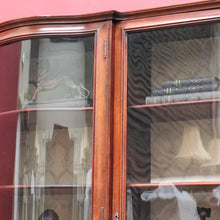 Load image into Gallery viewer, Antique Mahogany China Cabinet Three Glass Doors Curved Centre. B12977
