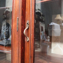 Load image into Gallery viewer, Antique Mahogany China Cabinet Three Glass Doors Curved Centre. B12977
