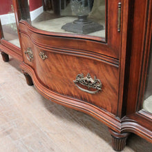 Load image into Gallery viewer, Antique Mahogany China Cabinet Three Glass Doors Curved Centre. B12977
