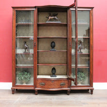 Load image into Gallery viewer, Antique Mahogany China Cabinet Three Glass Doors Curved Centre. B12977
