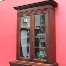Load image into Gallery viewer, Antique English Pine Two Height Bookcase Glass Upper Doors. B12963
